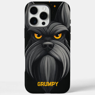 Black Grumpy Schnauzer Portrait iPhone 16 Pro Max Case