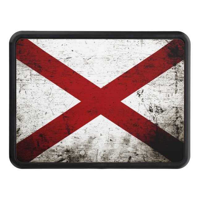 Black Grunge Alabama State Flag Tow Hitch Cover (Front)