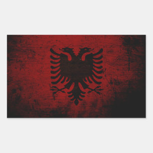 Gift Sticker : Albania Flag USA American Chest Albanian Expat
