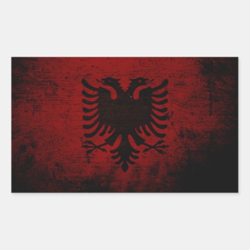 Black Grunge Albania Flag Rectangular Sticker