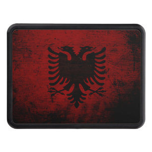 Black Grunge Albania Flag Tow Hitch Cover