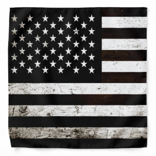 Black Grunge American Flag 2 Bandana