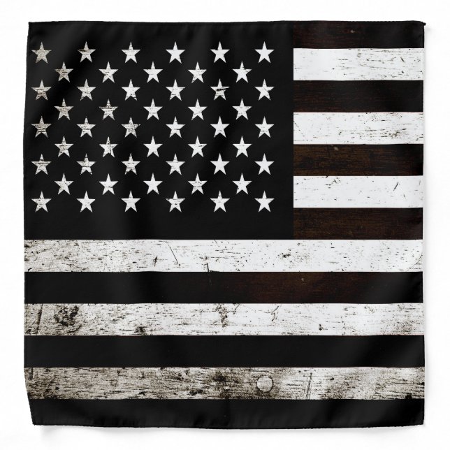 Black Grunge American Flag 2 Bandana (Front)