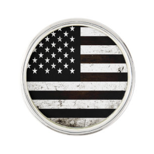 Black Grunge American Flag 2 Lapel Pin