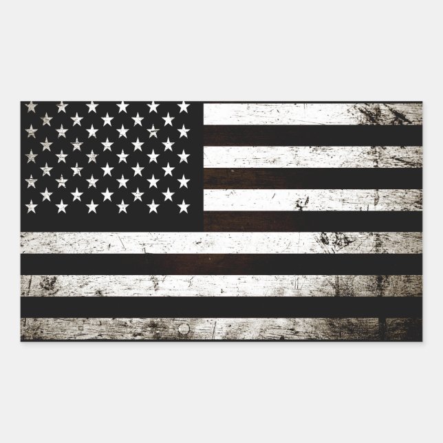 Black Grunge American Flag 2 Rectangular Sticker (Front)