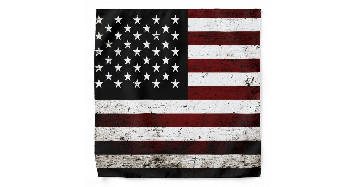 Black Grunge American Flag Bandana