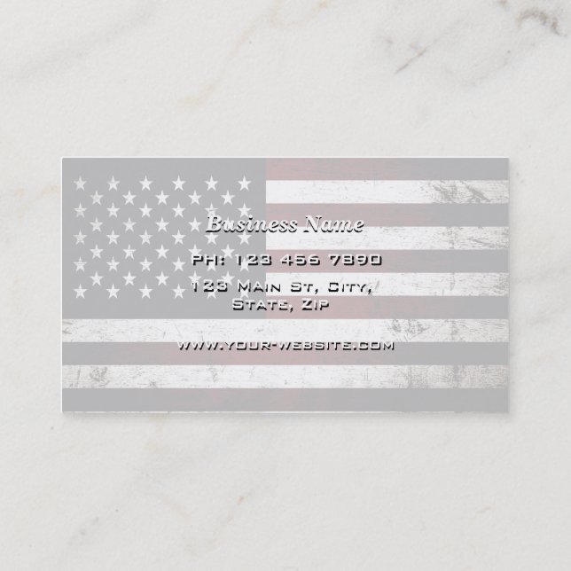 Black Grunge American Flag Business Card (Back)