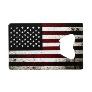 Black Grunge American Flag Credit Card Bottle Opener
