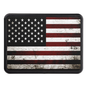 Black Grunge American Flag Hitch Cover