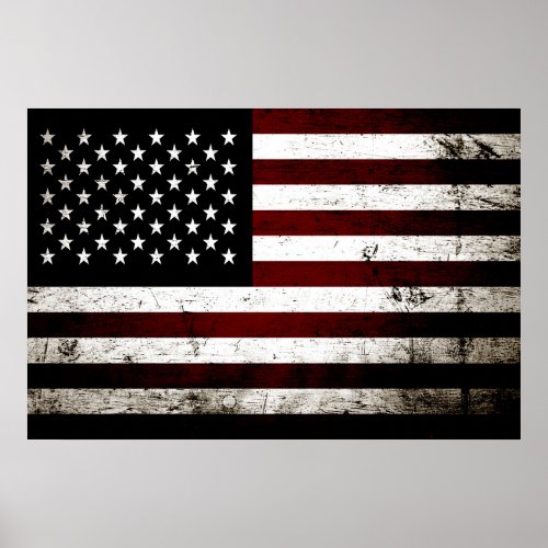 Black Grunge American Flag Poster