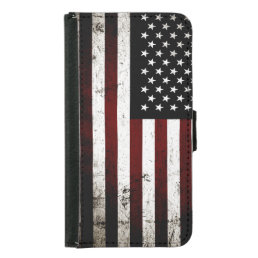 Black Grunge American Flag Samsung Galaxy S5 Wallet Case