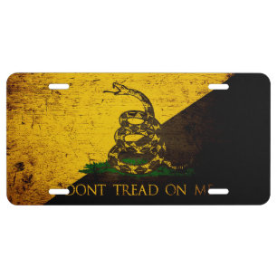 Black Grunge Anarcho Gadsden Flag 1 License Plate