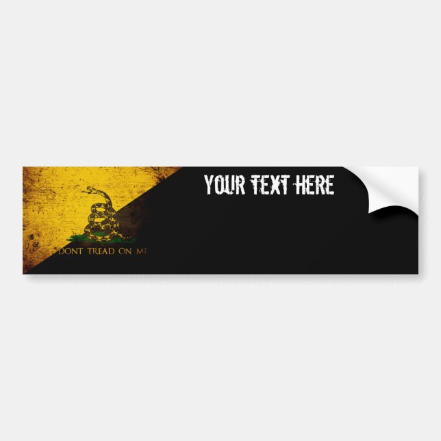 Black Grunge Anarcho Gadsden Flag Bumper Sticker (Front)