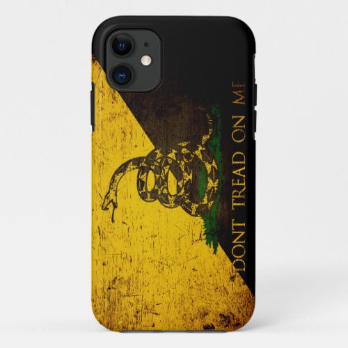 Black Grunge Anarcho Gadsden Flag iPhone 11 Case