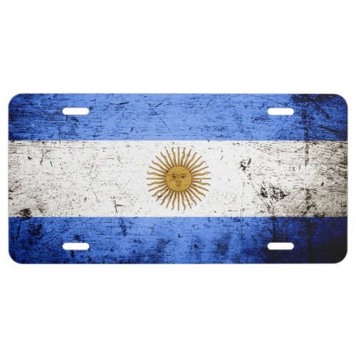 Black Grunge Argentina Flag License Plate