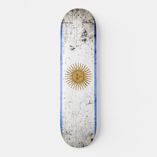 Black Grunge Argentina Flag Skateboard