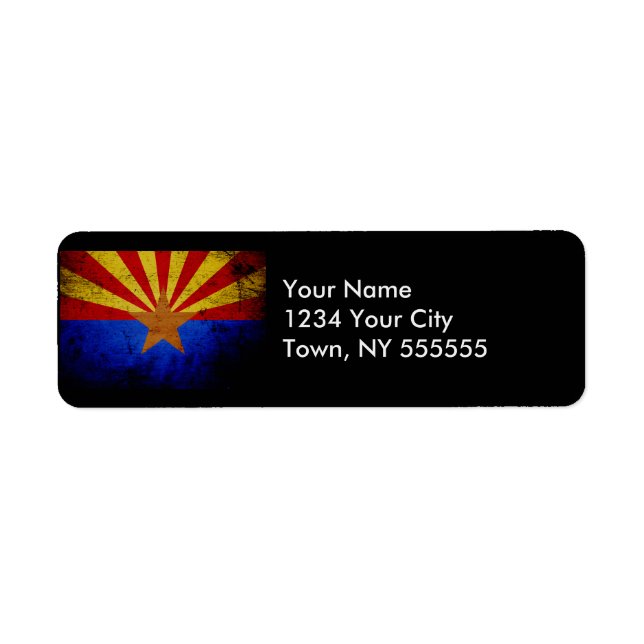 Black Grunge Arizona State Flag Label (Front)