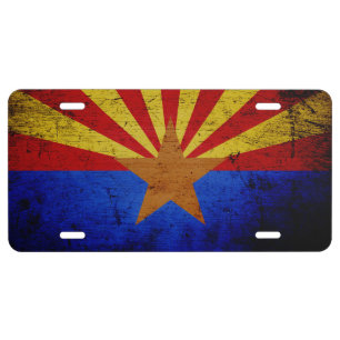 Black Grunge Arizona State Flag License Plate