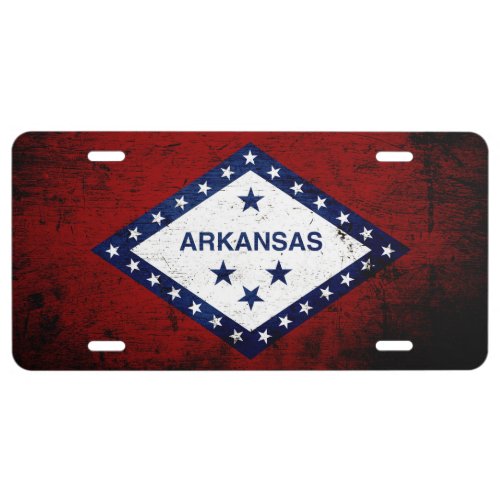 Black Grunge Arkansas State Flag License Plate