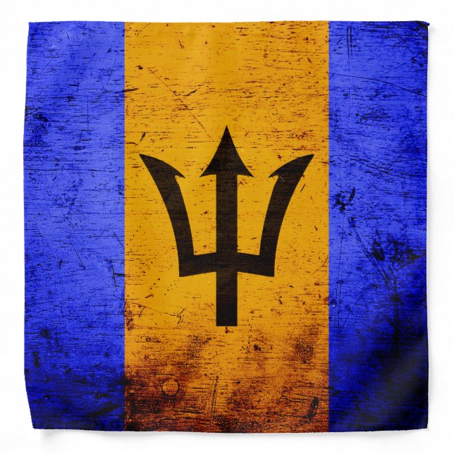 Black Grunge Barbados Flag Bandana (Front)