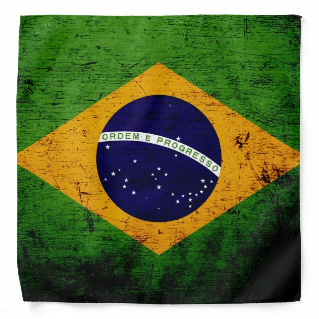 Black Grunge Brazil Flag Bandana (Front)