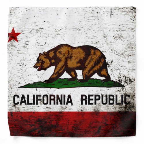 Black Grunge California State Flag Bandana