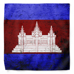 Black Grunge Cambodia Flag Bandana