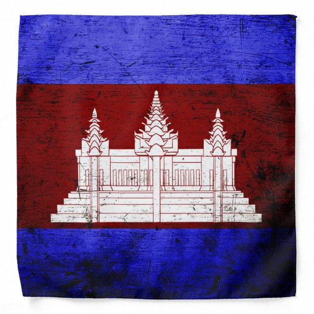 Black Grunge Cambodia Flag Bandana (Front)