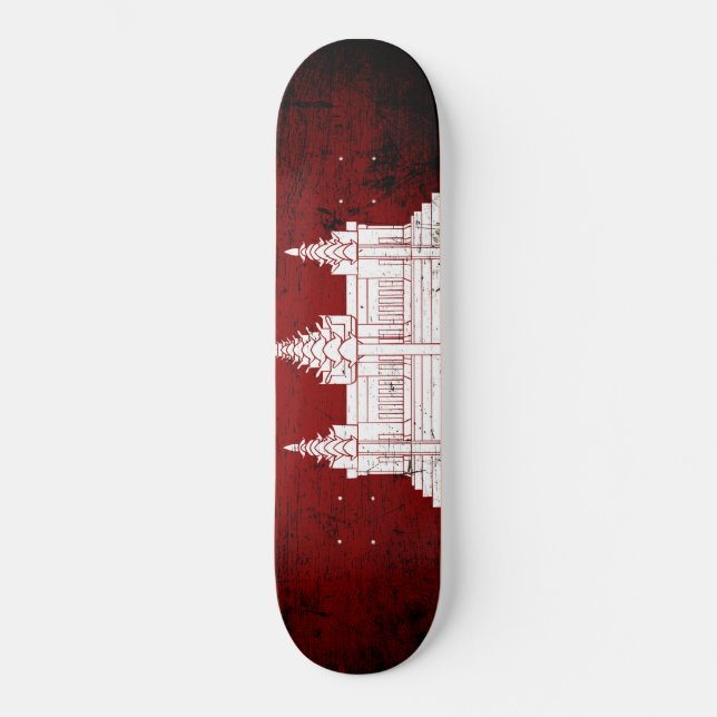 Black Grunge Cambodia Flag Skateboard Deck (Front)