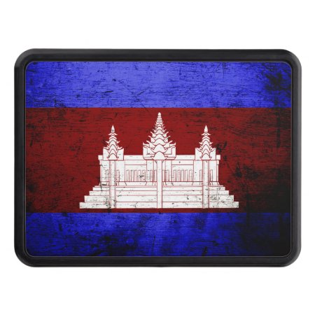 Black Grunge Cambodia Flag Tow Hitch Cover