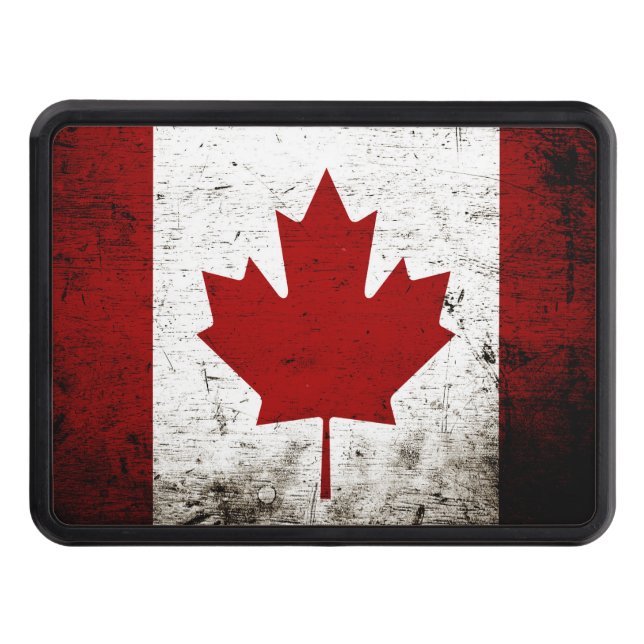 Black Grunge Canada Flag Hitch Cover (Front)