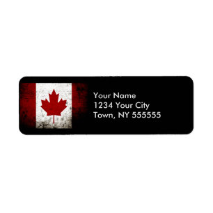 Black Grunge Canada Flag Label