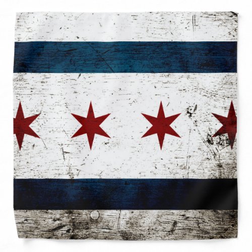 Black Grunge Chicago Flag Bandana