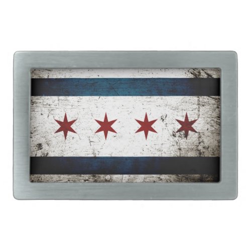 Black Grunge Chicago Flag Belt Buckle