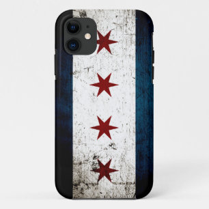Black Grunge Chicago Flag iPhone 11 Case