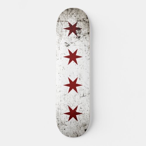 Black Grunge Chicago Flag Skateboard Deck