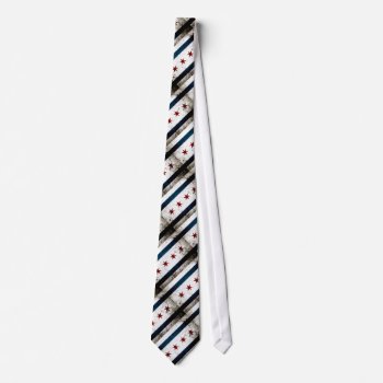 Black Grunge Chicago Flag Tie by electrosky at Zazzle