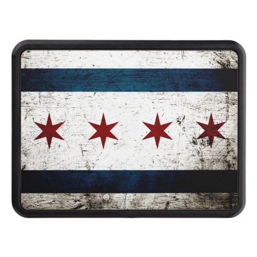 Black Grunge Chicago Flag Tow Hitch Cover