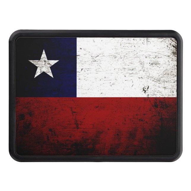 Black Grunge Chile Flag Trailer Hitch Cover (Front)