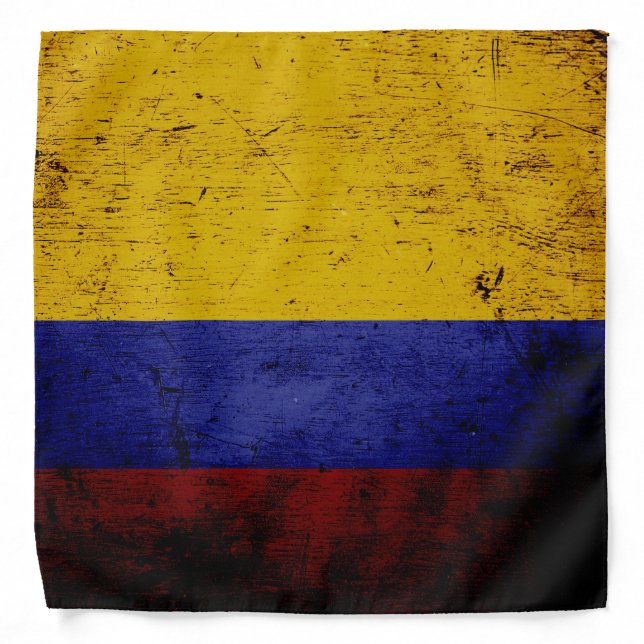Black Grunge Colombia Flag Bandana (Front)