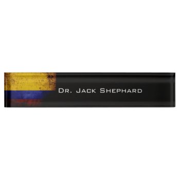 Black Grunge Colombia Flag Name Plate by electrosky at Zazzle