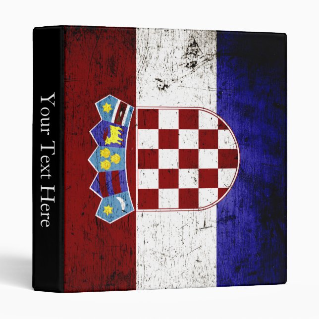 Black Grunge Croatia Flag Binder (Front/Spine)