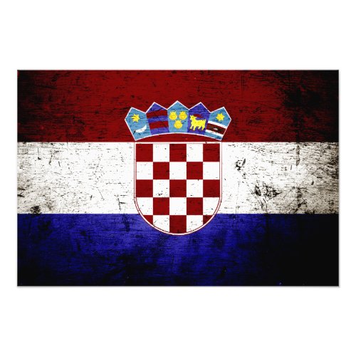 Black Grunge Croatia Flag Photo Print