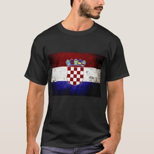 Black Grunge Croatia Flag T_Shirt