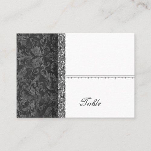 Black Grunge Damask Place Card - Wedding Party Business Card Templates