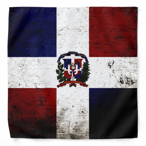 Black Grunge Dominican Republic Flag Bandana