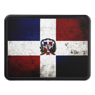 Black Grunge Dominican Republic Flag Hitch Cover