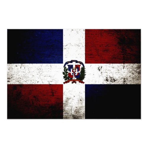 Black Grunge Dominican Republic Flag Photo Print