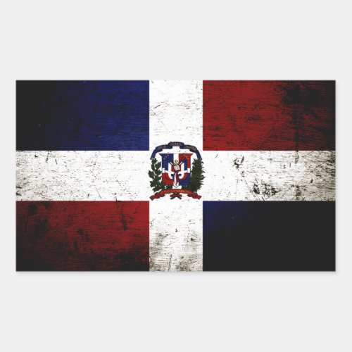 Black Grunge Dominican Republic Flag Rectangular Sticker
