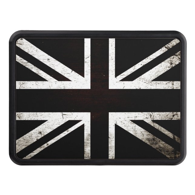 Black Grunge England Flag 4 Hitch Cover (Front)